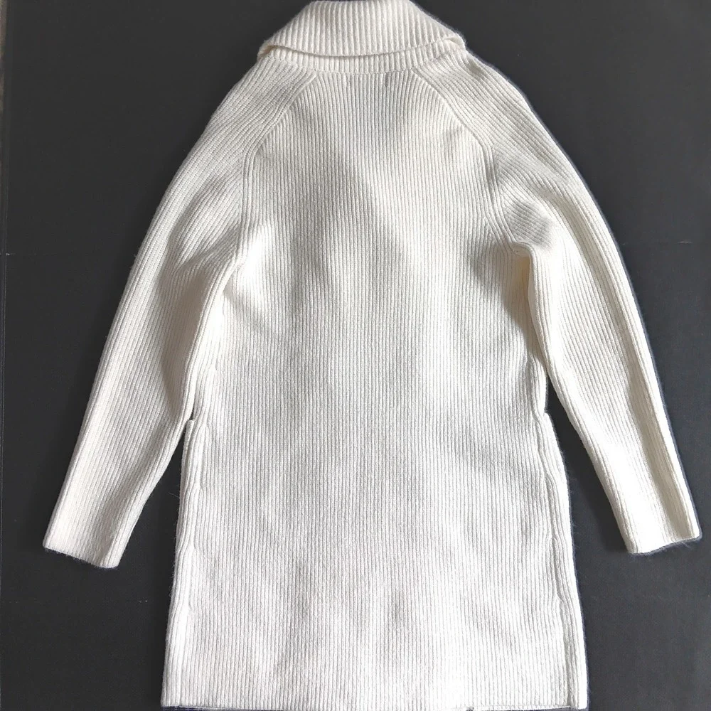 Ann Taylor Cardigan Women SP White EUC Double Breasted Shawl Collar Ribbed $150